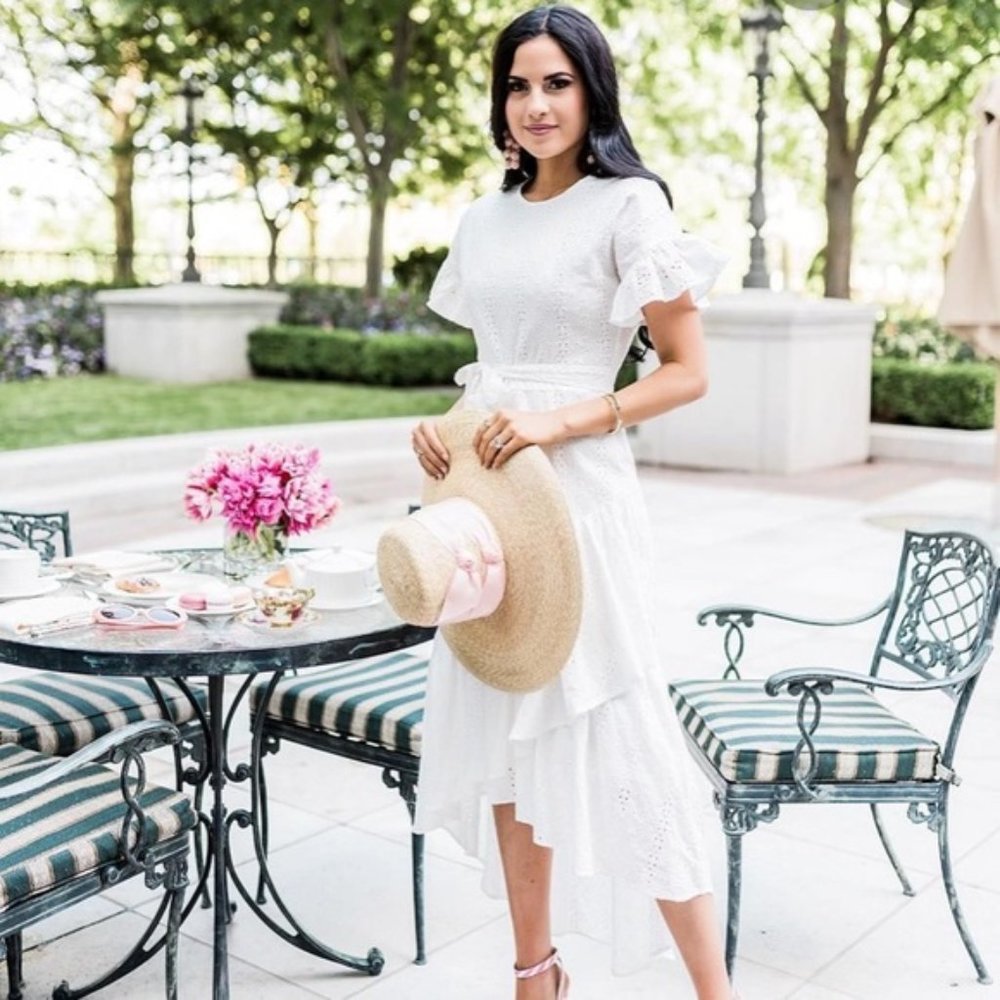 Rachel Parcell White June Eyelet Tiered Midi Dress
